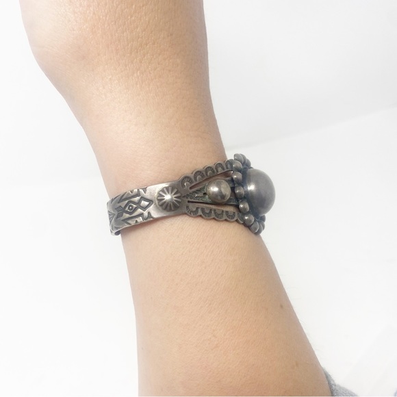 658 Vintage Fred Harvey Era Silver Ingot Cuff Bracelet - Picture 7 of 12